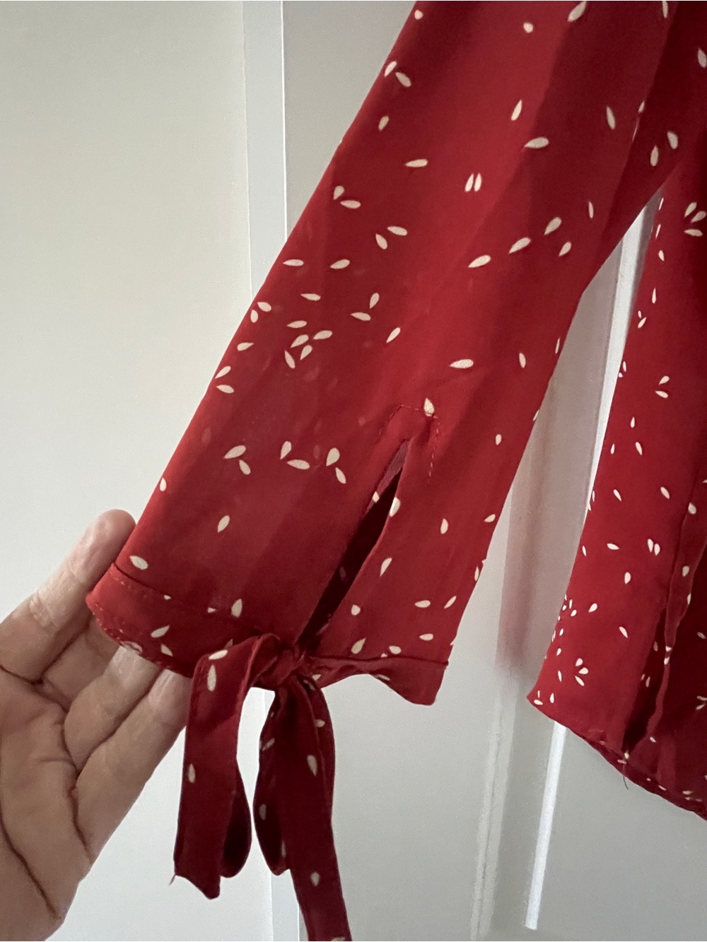 Monday Fun Women’s Tie-Sleeve Blouse, Burnt Orange, XL - Picture 4 of 5